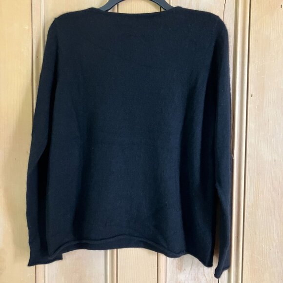 Quotation Womens 100% Cashmere Coraline Blue Key Sweater Size Large Black SP EXC - Picture 10 of 11